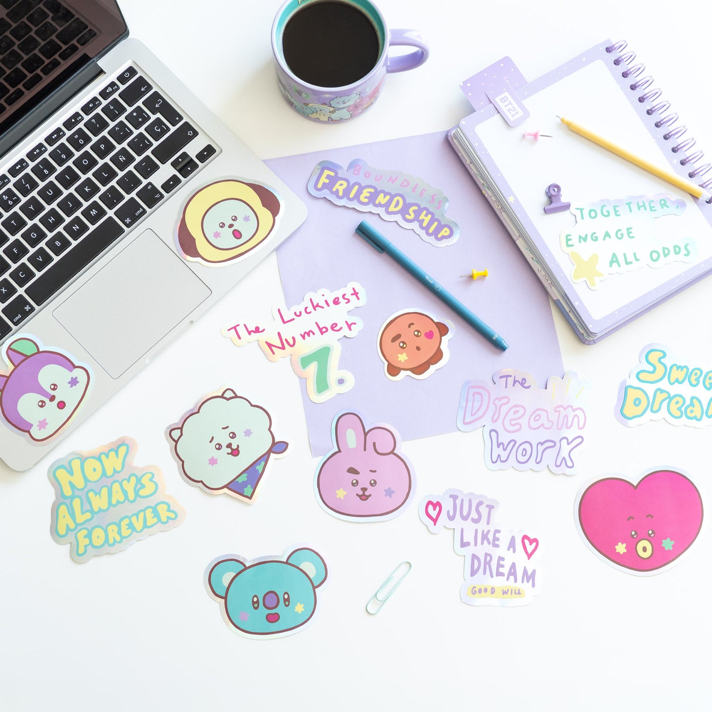 Pack 2 Autocolantes BT21 Oficial MANG – Vinil