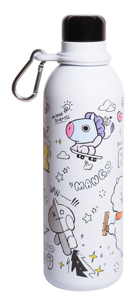 Garrafa BT21 Oficial – Personagens BT21 – Reutilizável com Mosquetão