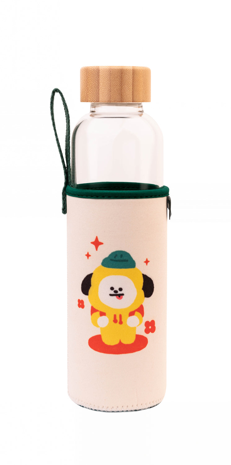 Garrafa BT21 CHIMMY Oficial – Vidro com Capa Protetora