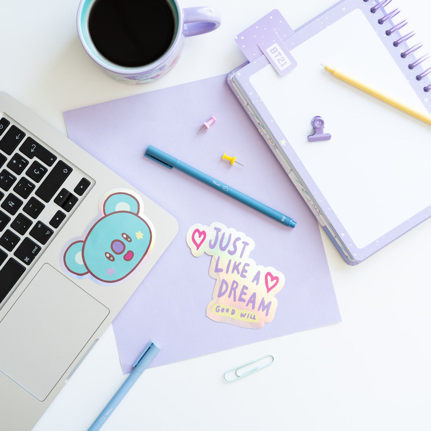 Pack 2 Autocolantes Vinil BT21 KOYA Oficial